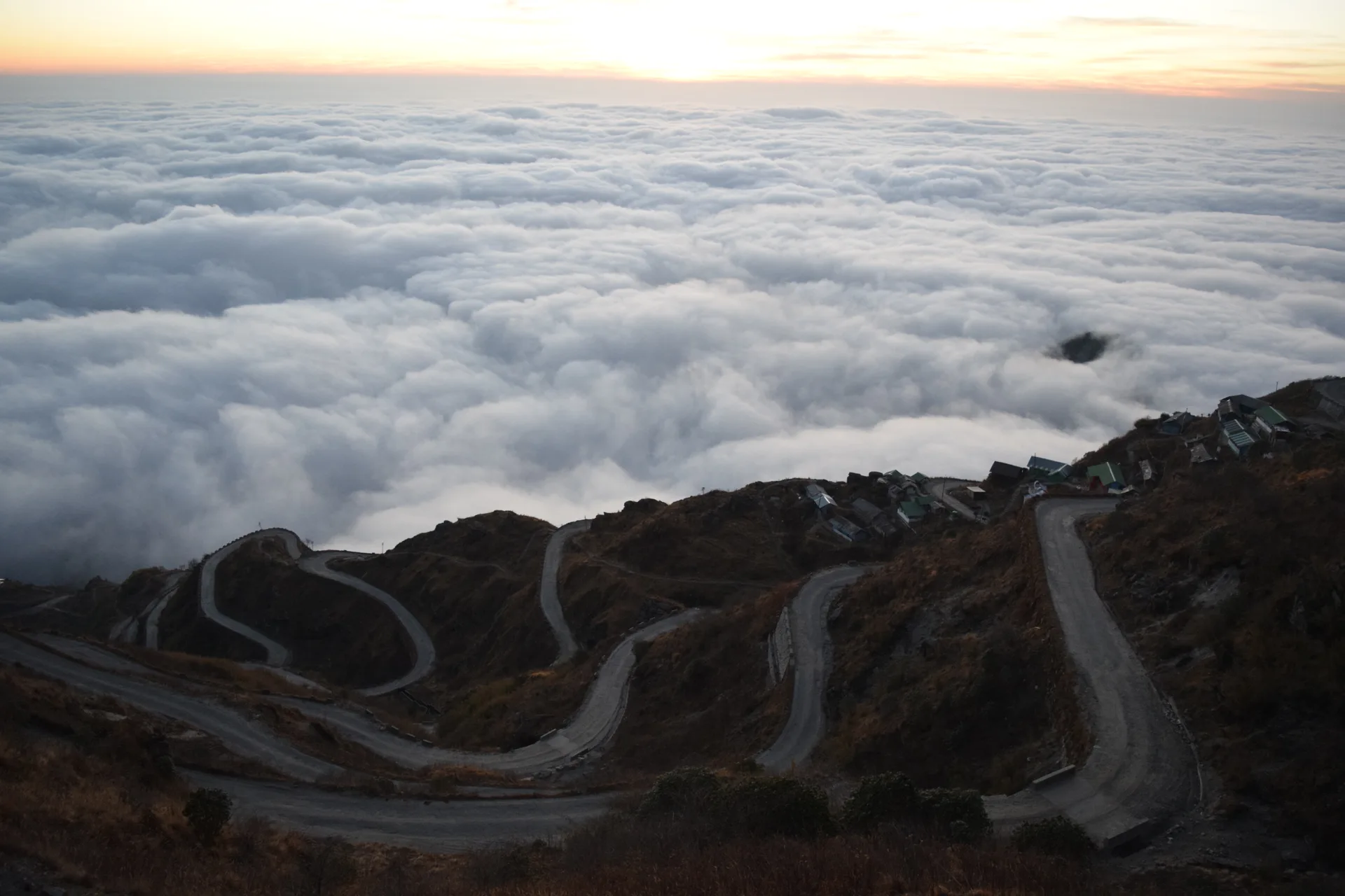 Winding mountain road at Zuluk, Sikkim